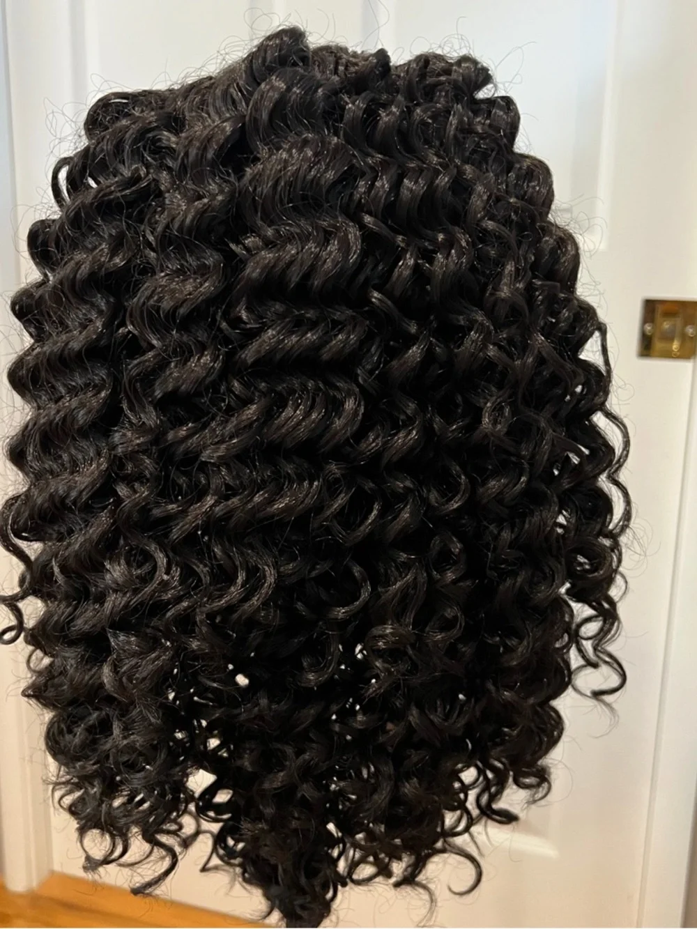 Synthetic 16” Natural Black Curly Lace Front Wig with Cornrowed Parts It#UC9
